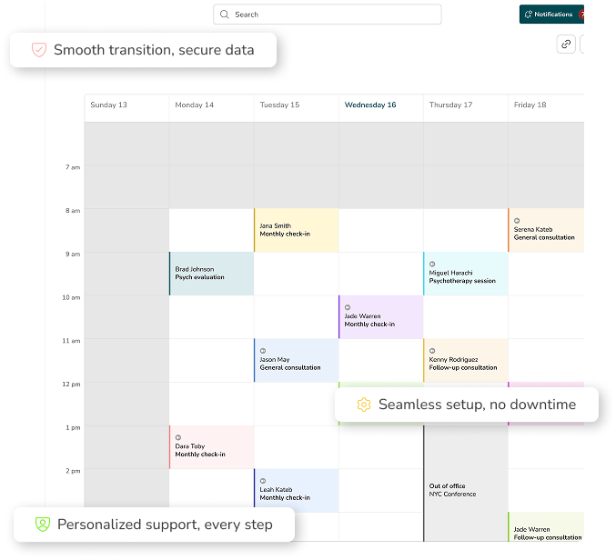 WithinEHR scheduling and workflow screen